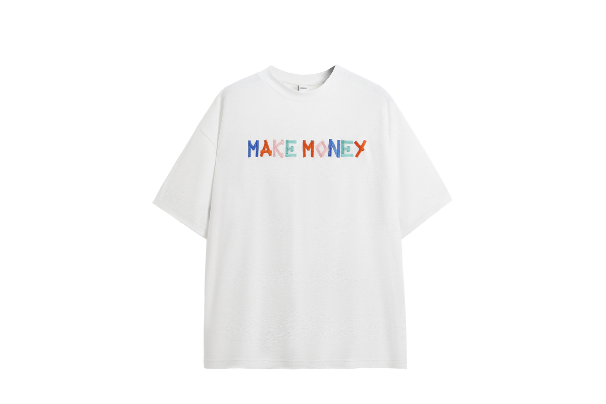 MAKE MONEY紋理刺繡美式西岸短袖T-Shirt(2色)