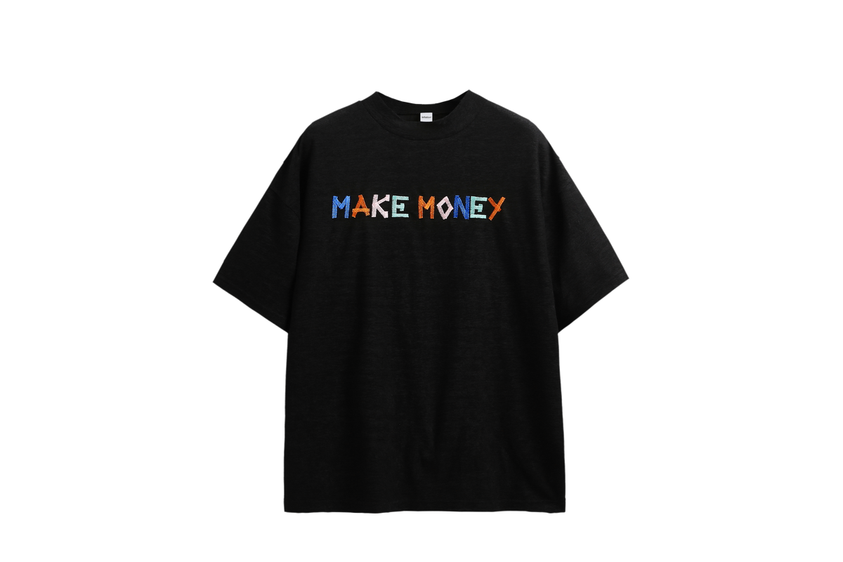 MAKE MONEY紋理刺繡美式西岸短袖T-Shirt(2色)