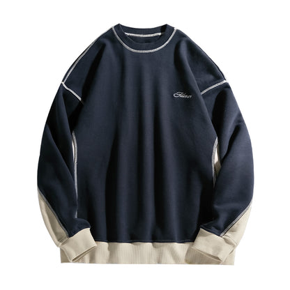 400G重磅撞色拼接車縫長袖T-Shirt