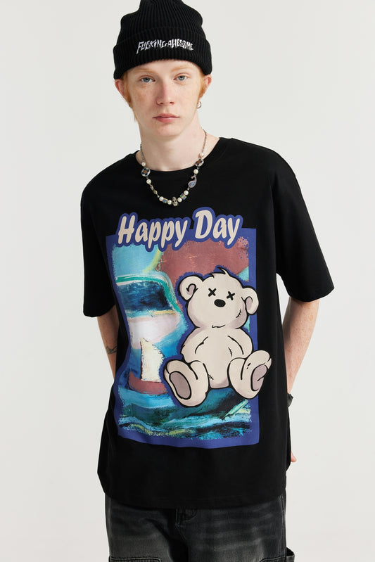 HAPPY DAY油畫小熊短袖T-Shirt