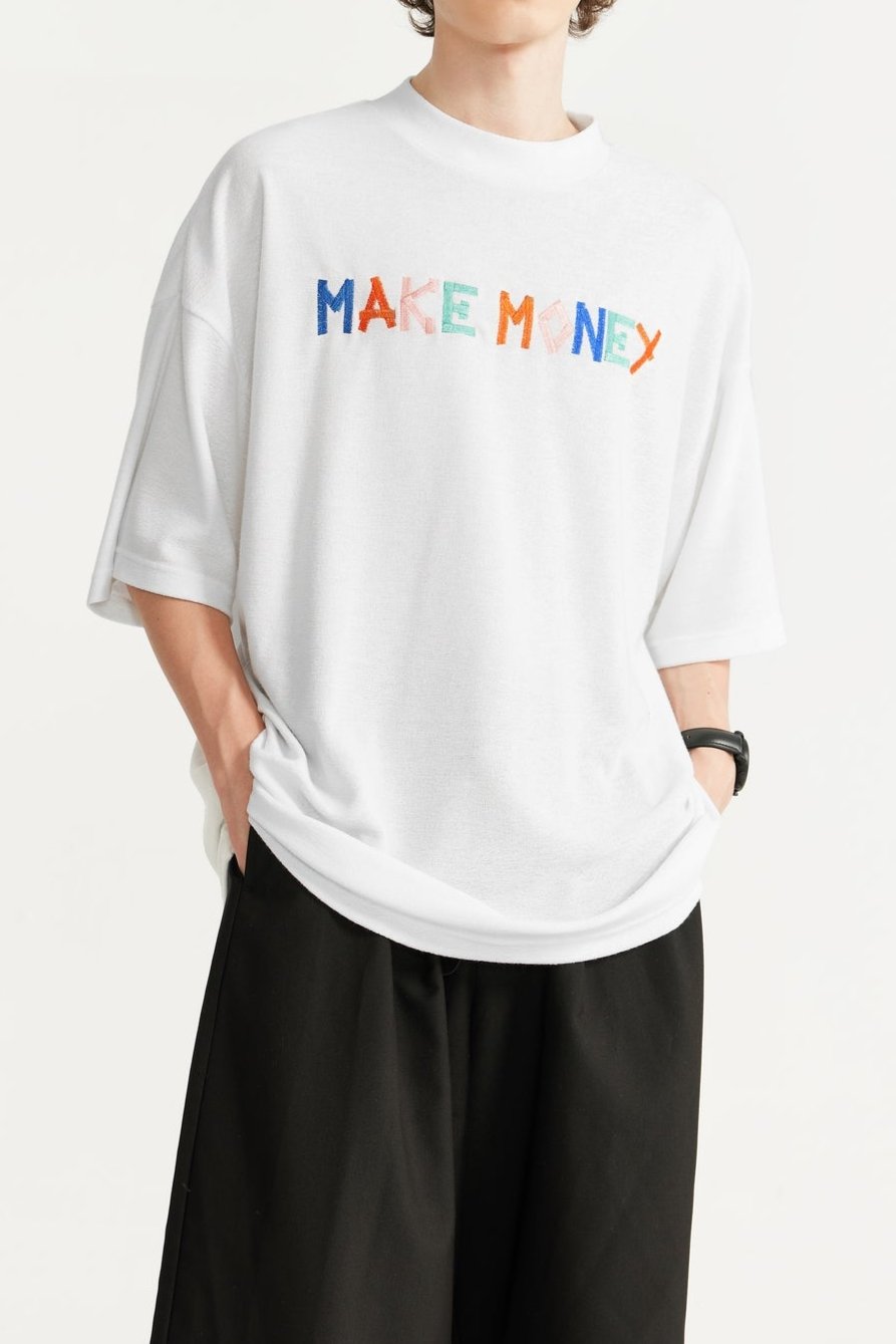 MAKE MONEY紋理刺繡美式西岸短袖T-Shirt(2色)