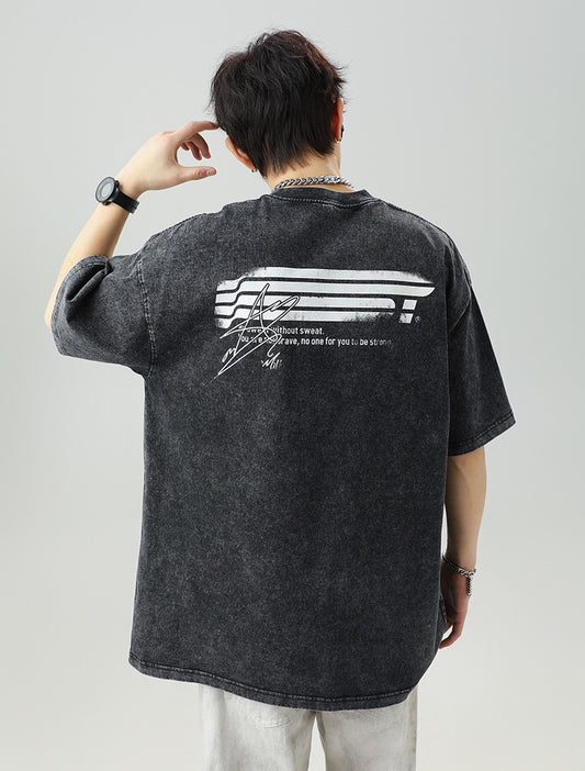 破碎肌理字母印花短袖T-Shirt(3色)