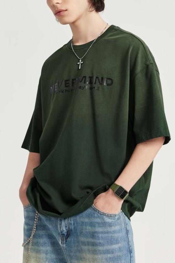 NEVERMIND 漸變水洗做舊短袖T-Shirt(2色)