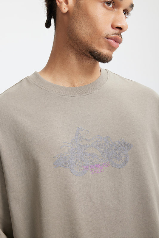 摩托小熊發泡印花短袖T-SHIRT(2色)