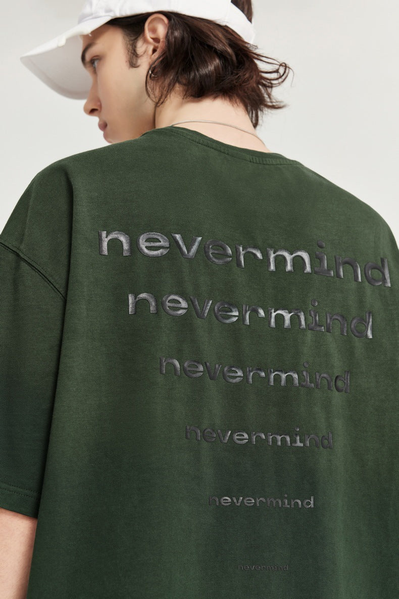 NEVERMIND 漸變水洗做舊短袖T-Shirt(2色)