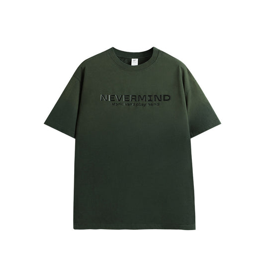 NEVERMIND 漸變水洗做舊短袖T-Shirt(2色)