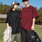 圓領麂皮絨字母印花短袖T-Shirt(5色)