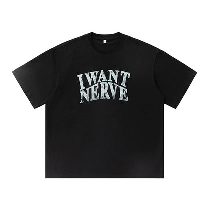 做舊撞色印花短袖T-Shirt(3色)
