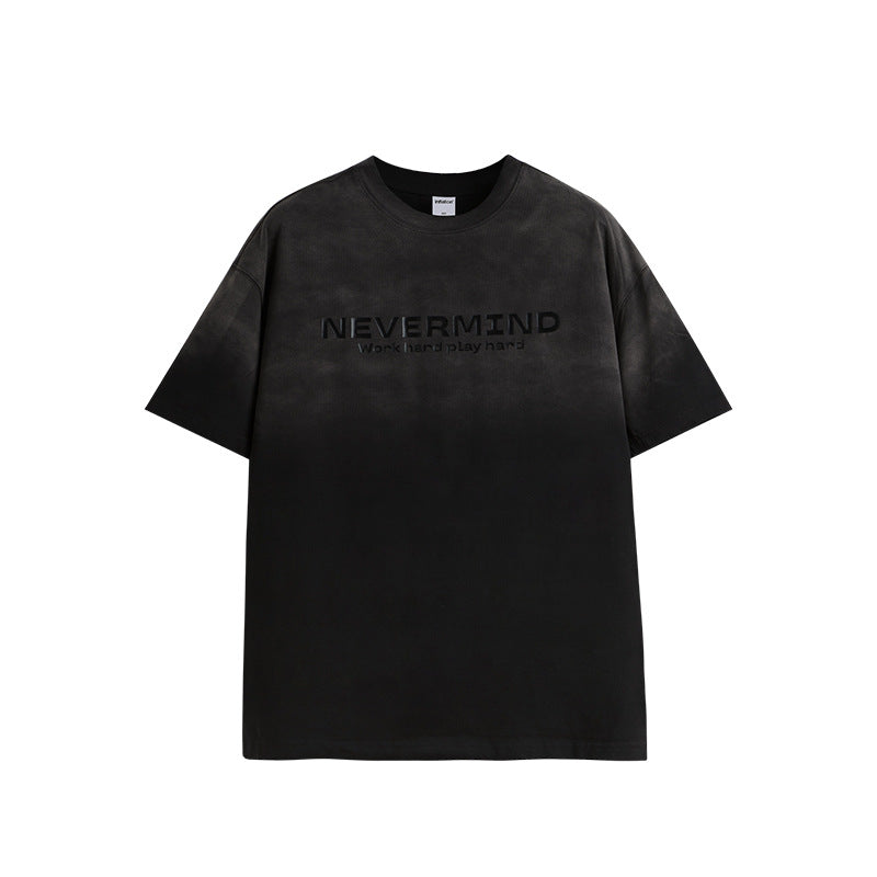 NEVERMIND 漸變水洗做舊短袖T-Shirt(2色)